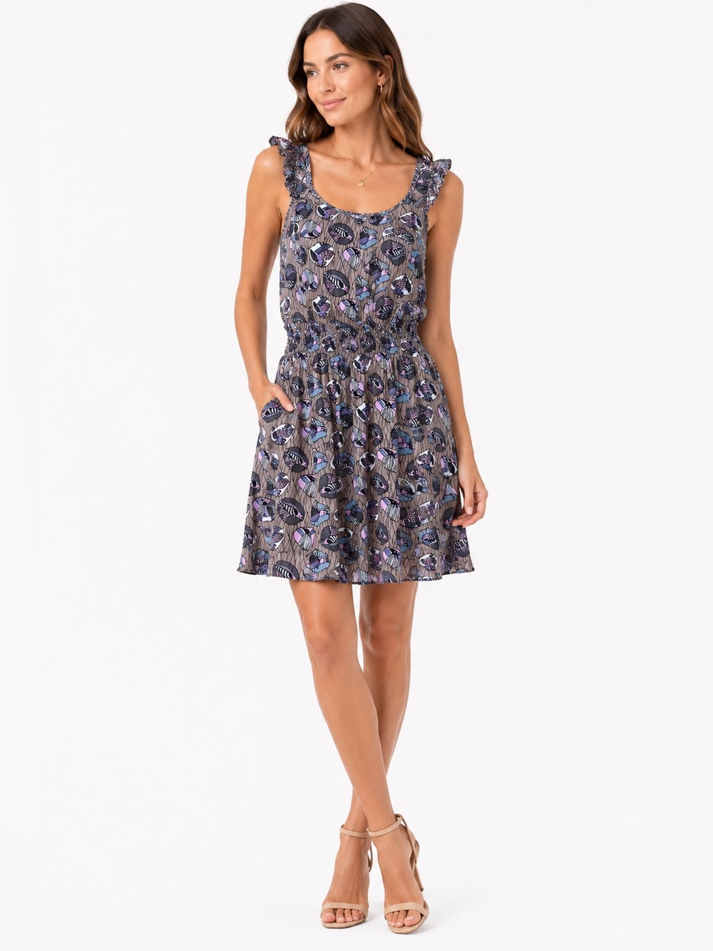🌺 Tucker Silk Printed Smocked Waist Dress